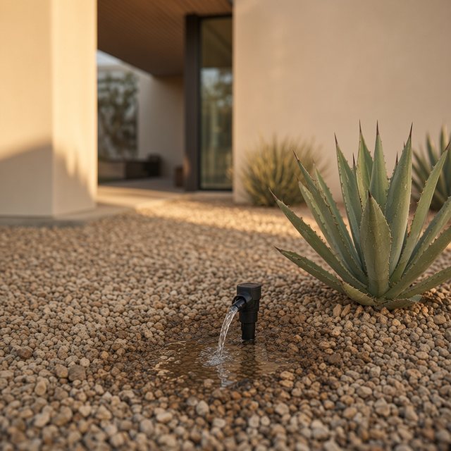 Irrigation pooling near landscaping that needs attention